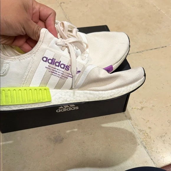 Adidas NMD Men\'s Cream Athletic Shoes with Purple and Yellow Highlights Amazon.com | adidas NMD_V3 Mens Shoes Size 8, Color: Purple  main image 4